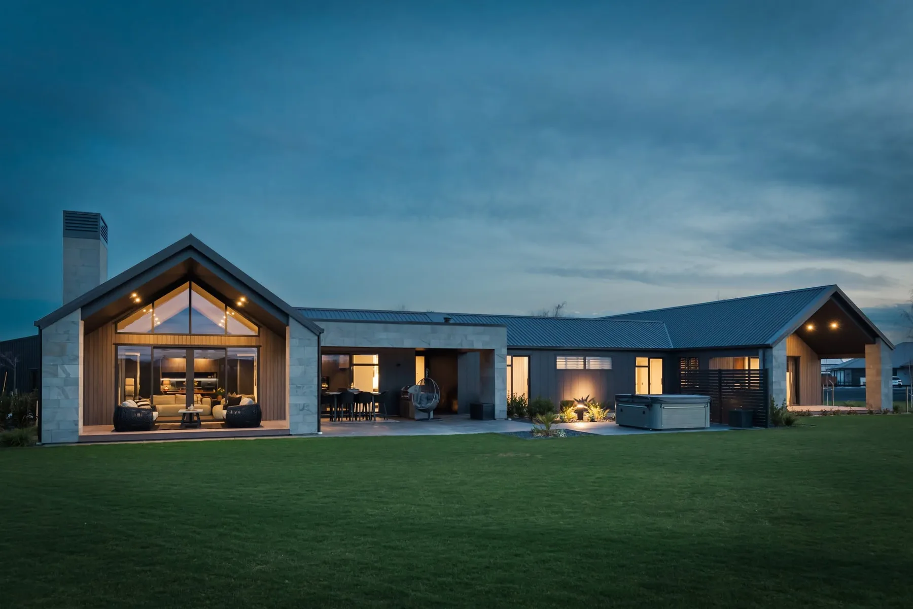 Completed stone and cedar home designed by CAD Consultants